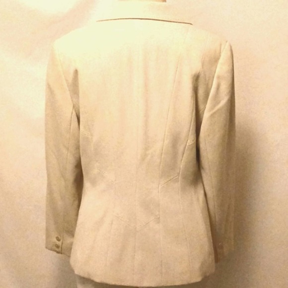 Atelier Blazer Jacket Size 10 Cream Beige Modern Fitted Career Front Pockets - Picture 13 of 16